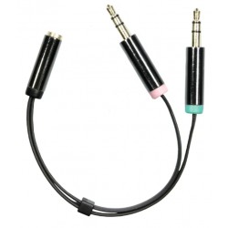 Deltaco 3,5mm headset adapter, to microphone and stereo